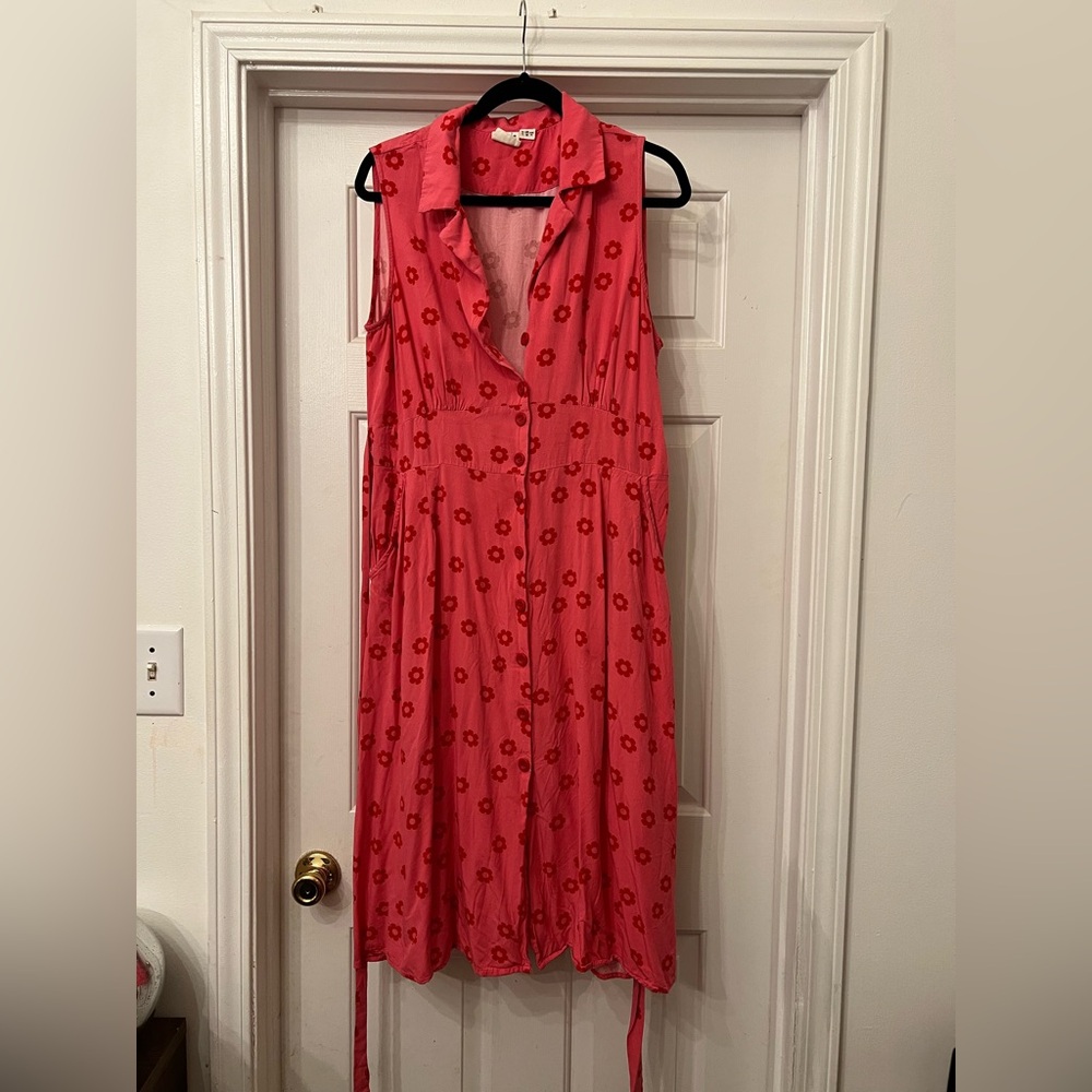 Pink Floral Sleeveless Dress